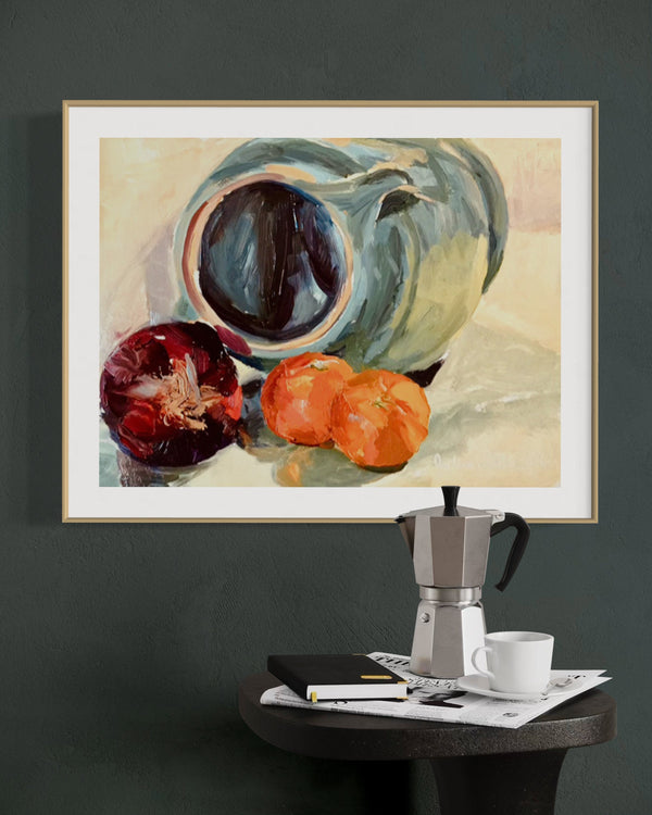 Fine Art Print - Red Onion Jug & Clementines by Juliane Porter