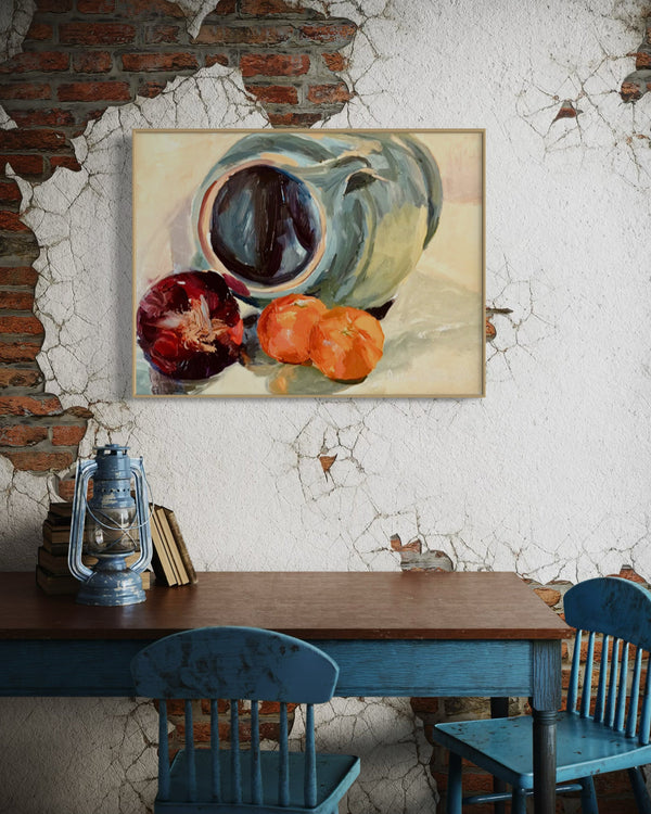 Fine Art Print - Red Onion Jug & Clementines by Juliane Porter
