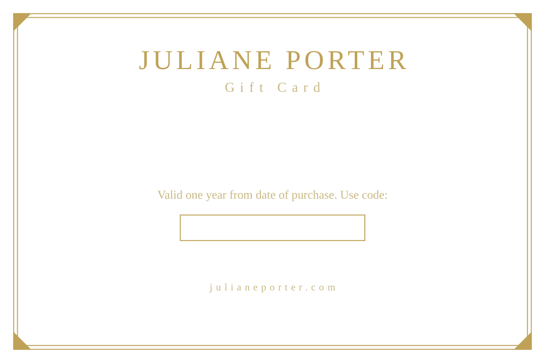 Juliane Porter gift card — back
